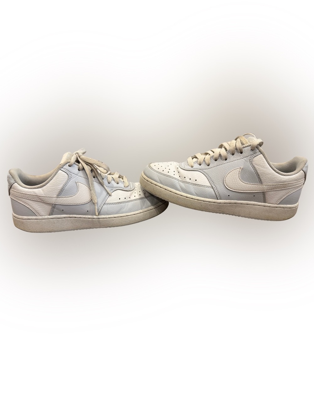 Nike Court Vision Low-Top Leather Sneakers in Off-White/blue